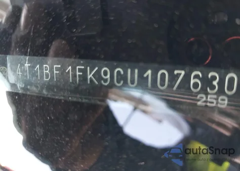 2012 Toyota Camry Se из США, поврежденный, VIN 4T1BF1FK9CU107630